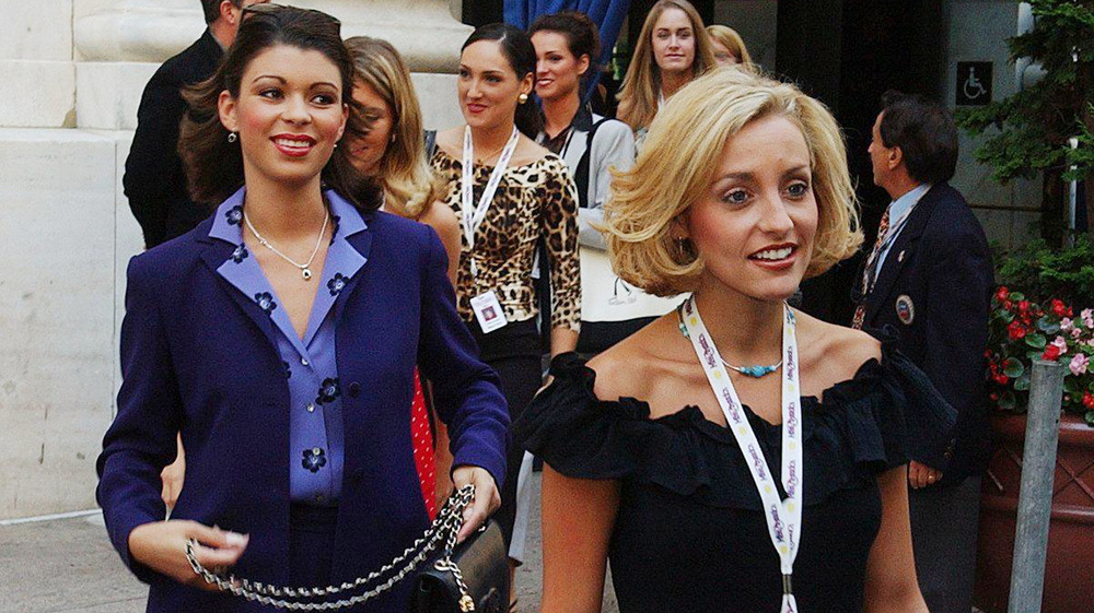 Rebekah Revels and Misty Clymer leaving a pageant event 