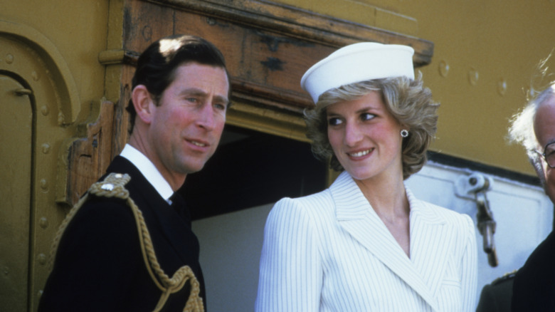 Prince Charles and Princess Diana smiling 