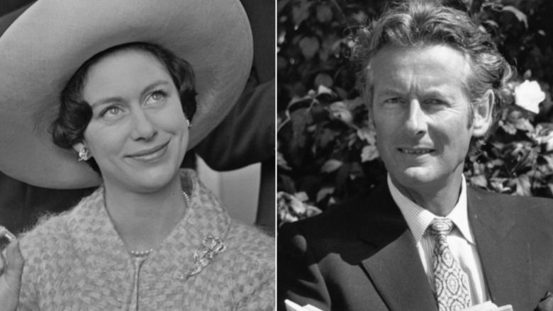 (L) Princess Margaret smiling; (R) Peter Townsend looking at camera