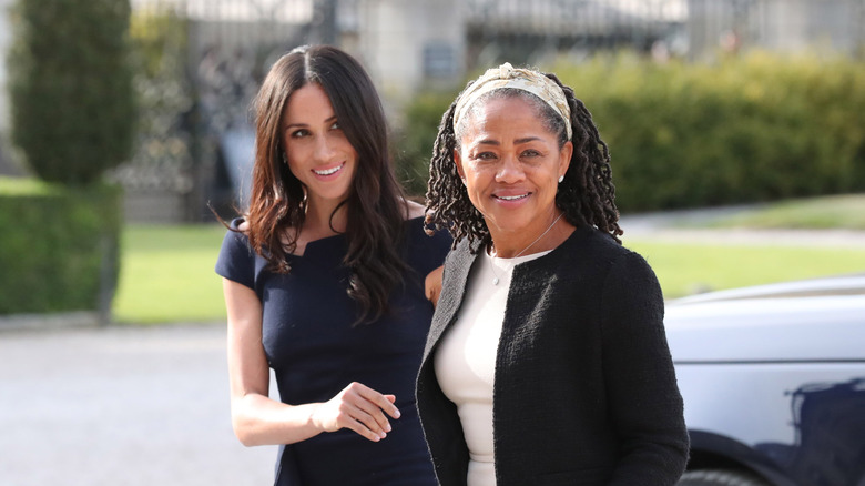 Meghan Markle and Doria Ragland walking together