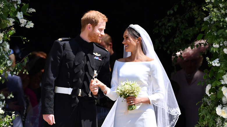 Prince Harry and Meghan Markle on their wedding day