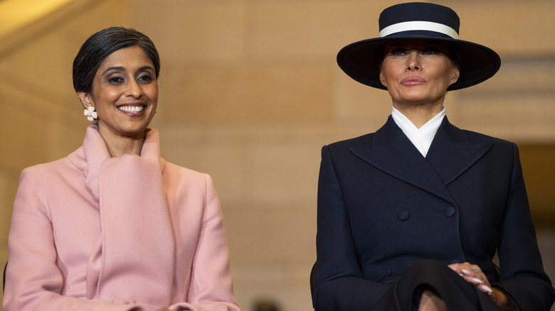 Usha Vance and Melania Trump sitting side by side at the 2025 inauguration.