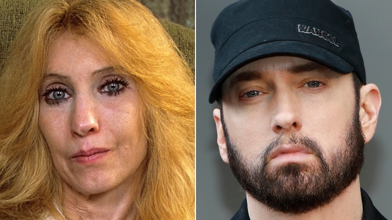 Split image of Debbie Nelson and son Marshall Mathers