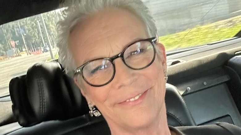 Jamie Lee Curtis smiling glasses selfie