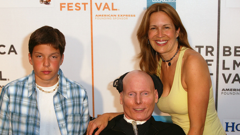 Will, Christopher, and Dana Reeve pose in 2004