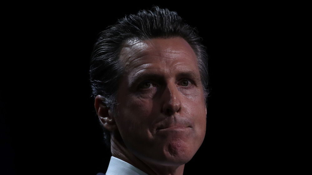 Gavin Newsom biting his lip