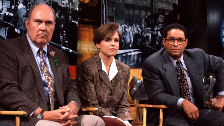  Bryant Gumbel,  Katie Couric, and Willard Scott all seated