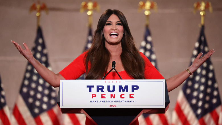 Kimberly Guilfoyle speaks at the mic