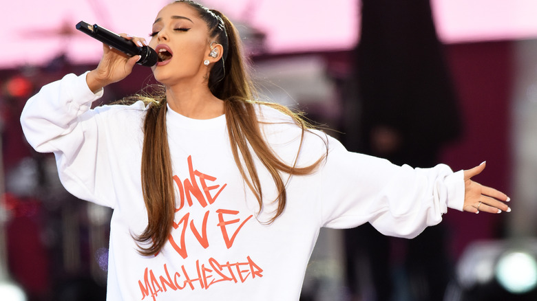 Ariana Grande singing at One Love Manchester