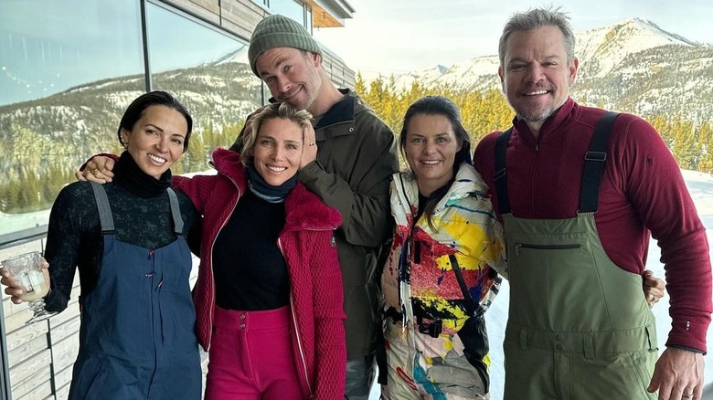 Elsa Pataky and Luciana Barroso ski with their husbands