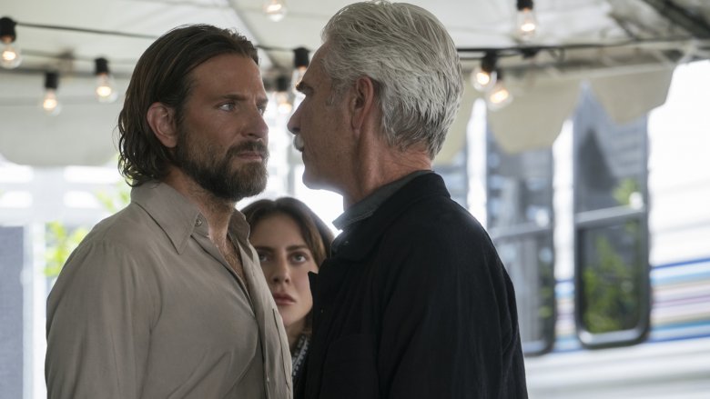 Sam Elliott as Bobby Maine, Lady Gaga as Ally and Bradley Cooper as Jackson Maine in "A Star Is Born"