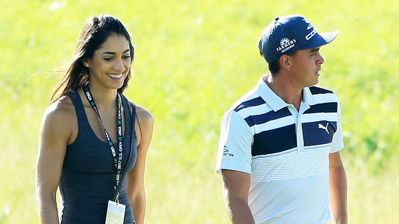 Rickie Fowler and Allison Stokke smiling