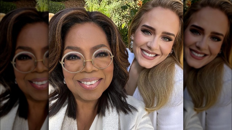 Adele and Oprah Winfrey taking a selfie