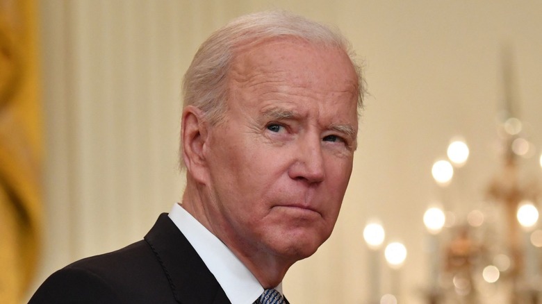 Joe Biden looking over shoulder