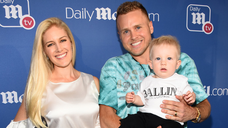 Heidi Montag, Spencer Pratt, and son Gunner posing