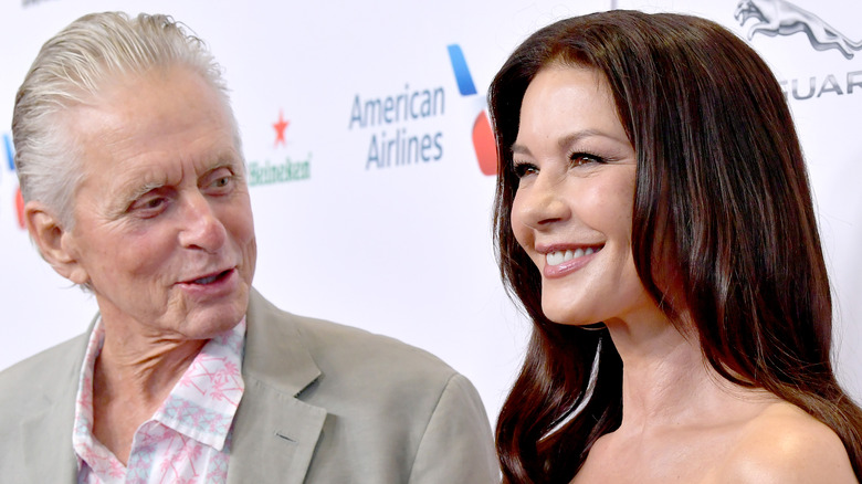 Michael Douglas looking at Catherine Zeta-Jones