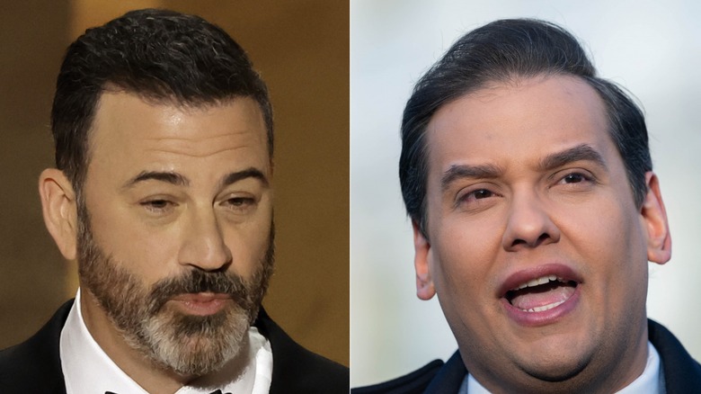 Jimmy Kimmel and George Santos split image