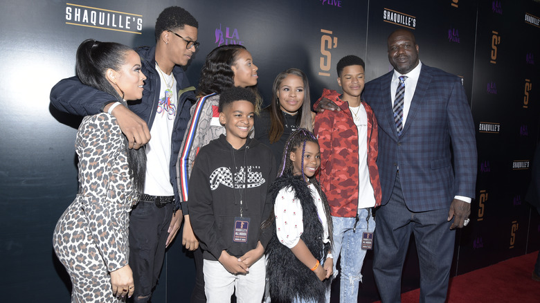 Shaquille O'Neal and family celebrating