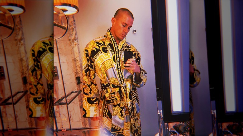 Channing Tatum in Versace robe