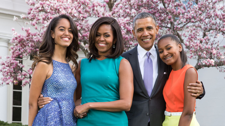 Obama family posing