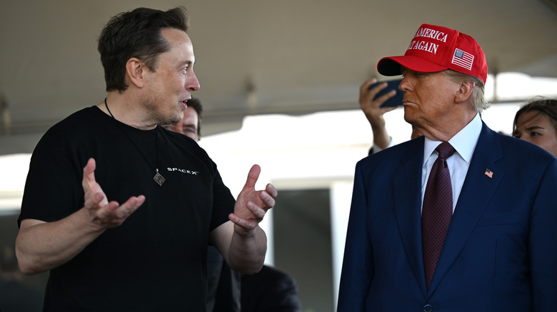 Elon Musk talking to Donald Trump