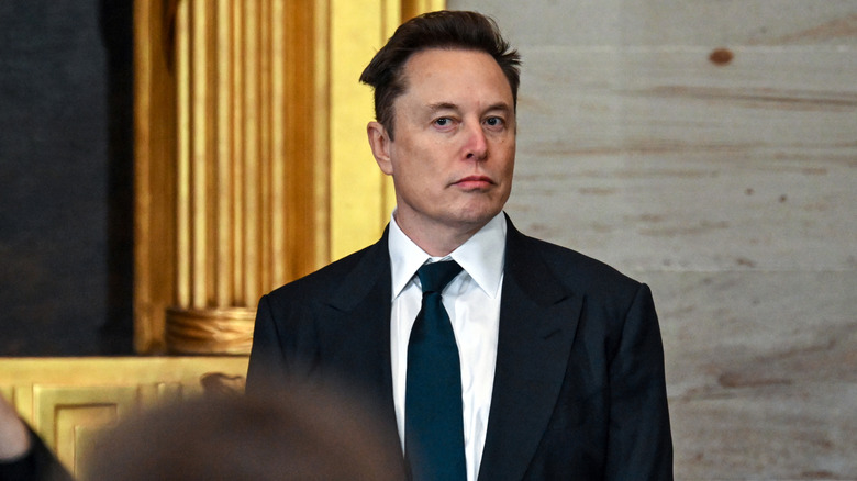 Elon Musk alone at inauguration