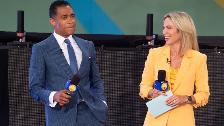 T.J. Holmes and Amy Robach attend ABC's "Good Morning America" at SummerStage