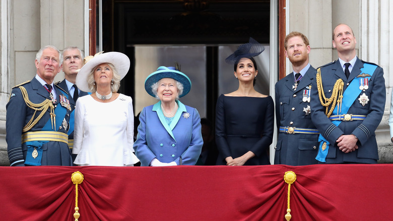 Queen Elizabeth II with family on balcony