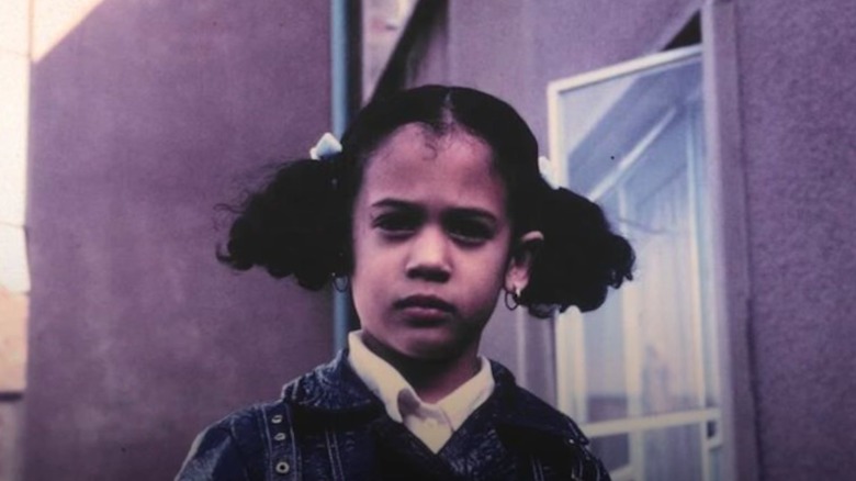 Kamala Harris scowling as a young girl