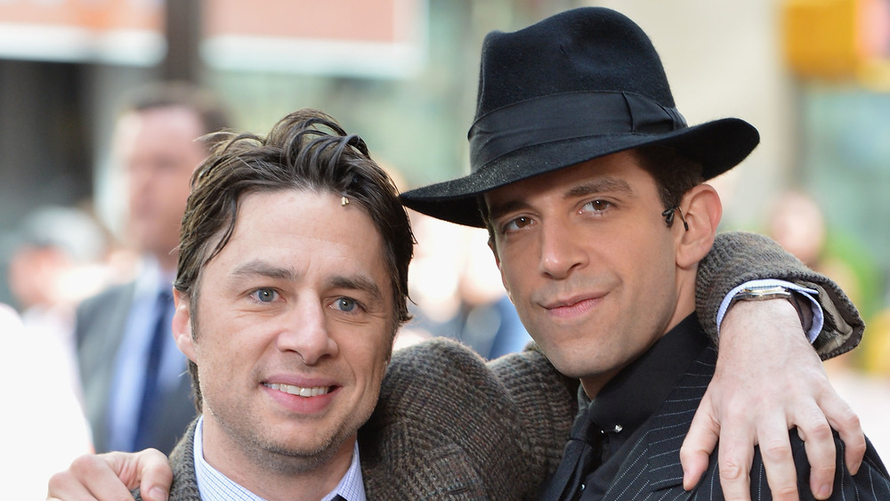 Zach Braff and Nick Cordero posing together