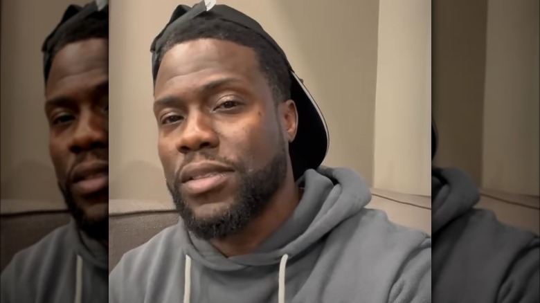 Kevin Hart talking to Traci Braxton in video message