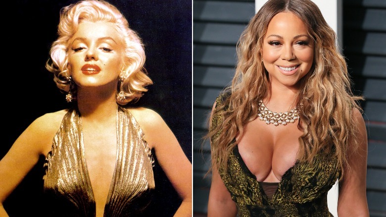 Split image of Marilyn Monroe and Mariah Carey