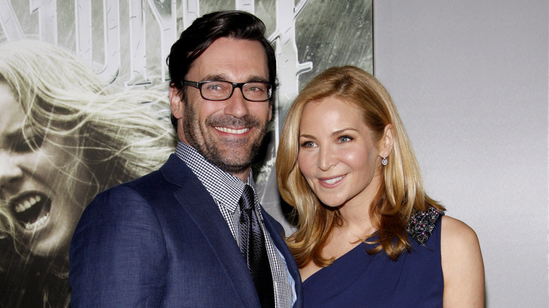 Jon Hamm and Jennifer Westfeldt smiling