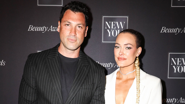 Maks Chmerkovskiy and Peta Murgatroyd posing