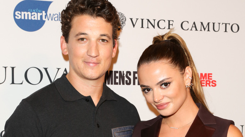 Miles Teller and Keleigh Sperry smiling