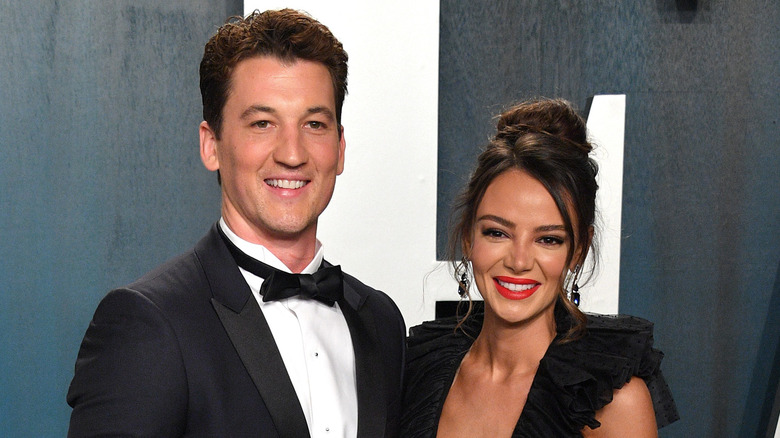 Miles Teller and Keleigh Sperry grinning