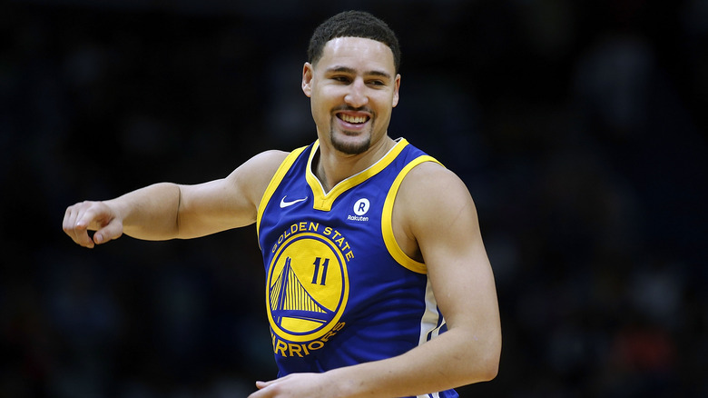 Klay Thompson smiling during a game