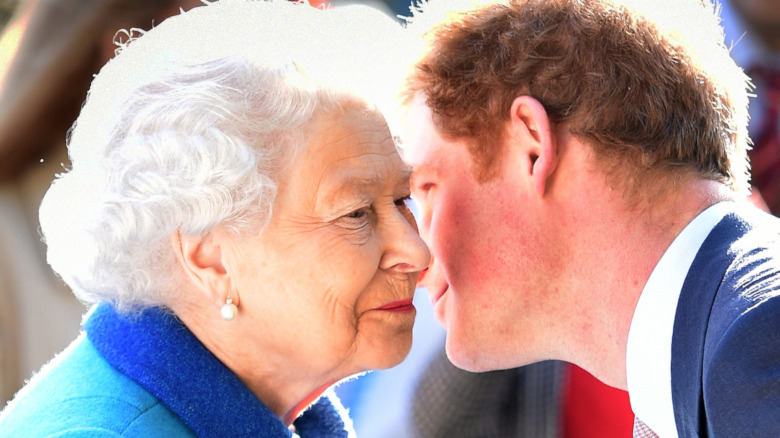 Prince Harry, Queen Elizabeth, kissing