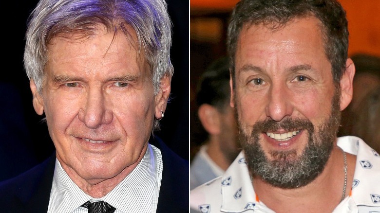 Harrison Ford and Adam Sandler split image