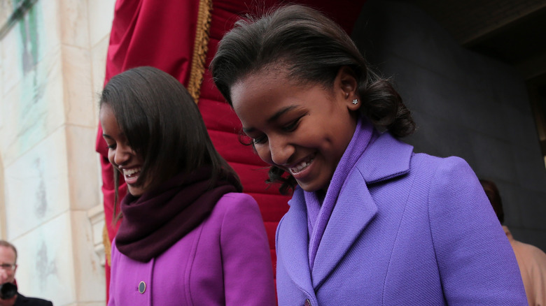 Malia and Sasha Obama smiling