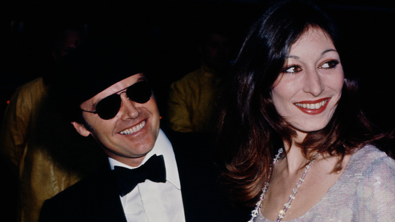 Anjelica Huston and Jack Nicholson smiling 