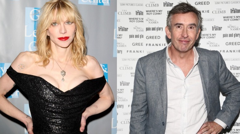 Steve Coogan and Courtney Love posing