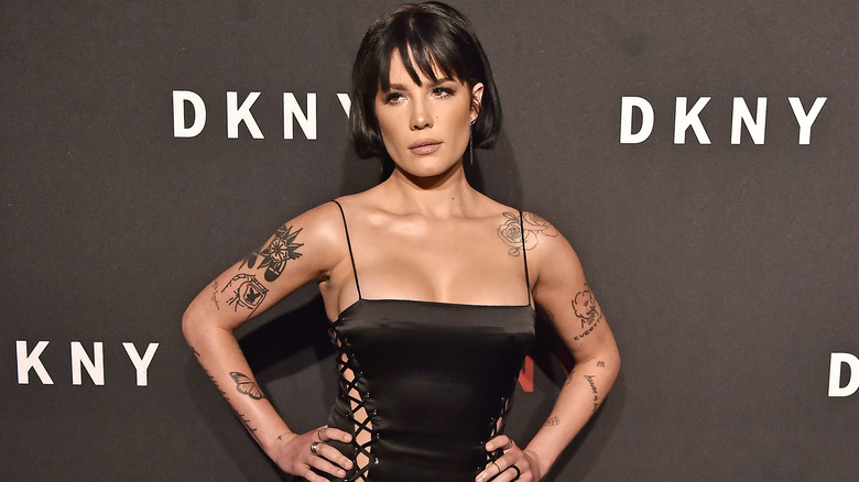 Halsey posing on the red carpet