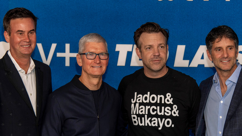 Sudeikis and Apple executives at Ted Lasso's season two premiere