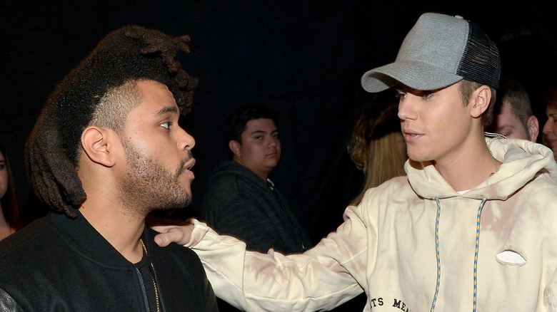 The Weeknd and Justin Bieber talking