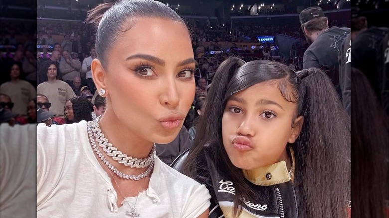 Kim Kardashian and North West duck face