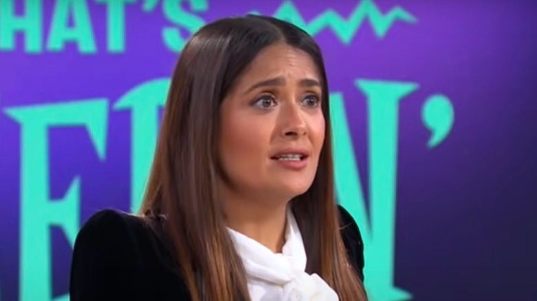 Salma Hayek looking frightened