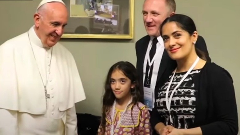 Pope Francis, Salma Hayek and family 