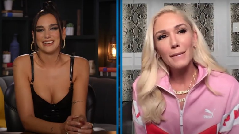 Dua Lipa interviewing Gwen Stefani via video