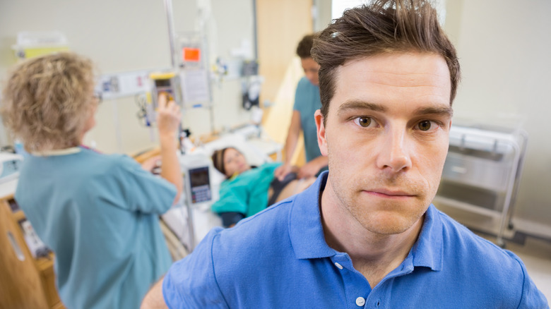 Man in delivery room